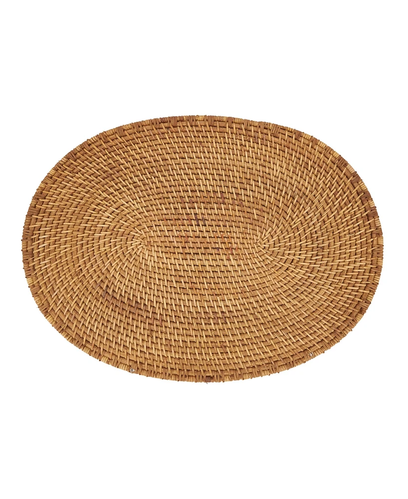 Saro Lifestyle Woven Rattan Placemats Set of 4,14"x19"