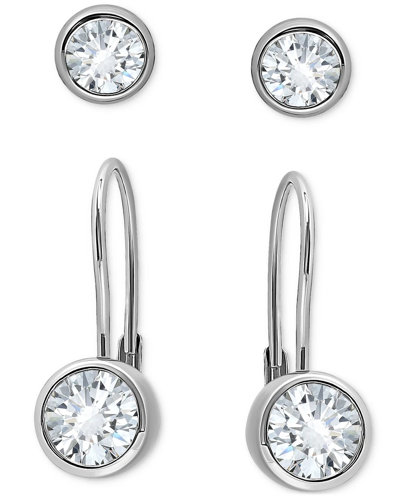 Giani Bernini 2-Pc. Set Cubic Zirconia Bezel Stud & Leverback Earrings in Sterling Silver, Created for Macy's