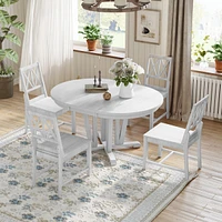 Streamdale Furniture Rustic 5-Piece Dining Set with Extendable Table & Cross Back Chairs