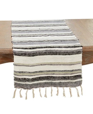 Saro Lifestyle Bohemian Bliss Striped Table Runner, 16"x72" - Blue