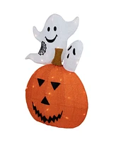 Northlight 27.5" Led Lighted Battery Operated Jack-o-Lantern and Ghosts Halloween Decoration