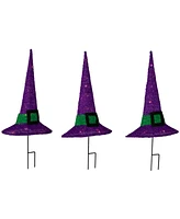 Northlight 14" Led Lighted Purple Witches Hat Outdoor Halloween Pathway Markers