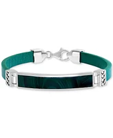 Effy Men's Lapis & Blue Leather Bracelet Sterling Silver (Also Onyx Malachite)