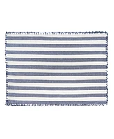 Saro Lifestyle Classic Striped Whipstitch Pom Placemat Set of 4,14"x20"