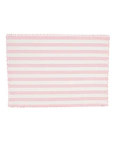 Saro Lifestyle Classic Striped Whipstitch Pom Placemat Set of 4,14"x20"