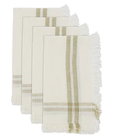 Saro Lifestyle Trendy Fringed Stripe Napkin Set of 4, 20"x20"