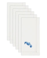 Saro Lifestyle Seaside Splendor Embroidered Seahorse Napkin Set of 6, 20"x20"