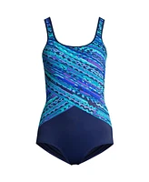 Lands' End Women's Scoop Neck Tugless Sporty One Piece Swimsuit