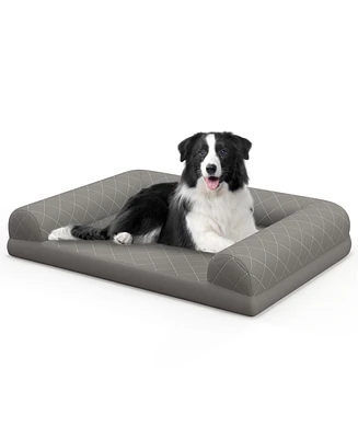 Costway Orthopedic Dog Bed Medium Small Dogs with 3-Side Bolster Non-Slip Bottom Zippers