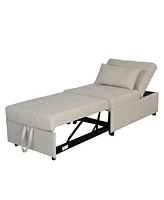 Streamdale Furniture Folding Ottoman Sofa Bed Beige