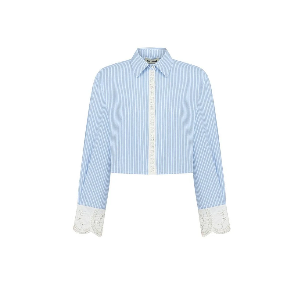 Nocturne Women's Striped Crop Shirt