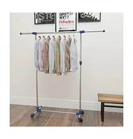 vidaXL Adjustable Clothes Rack Stainless Steel 65"x17.3"x59.1" Silver