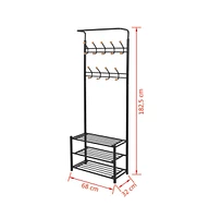 vidaXL Clothes Rack with Shoe Storage 26.8"x12.6"x71.9