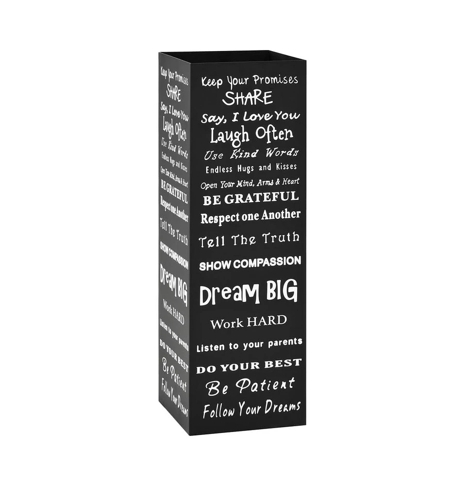 vidaXL Umbrella Stand Text Steel Black