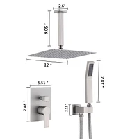 12 Inch Bathroom Rain Shower Combo Set With Hand Shower
