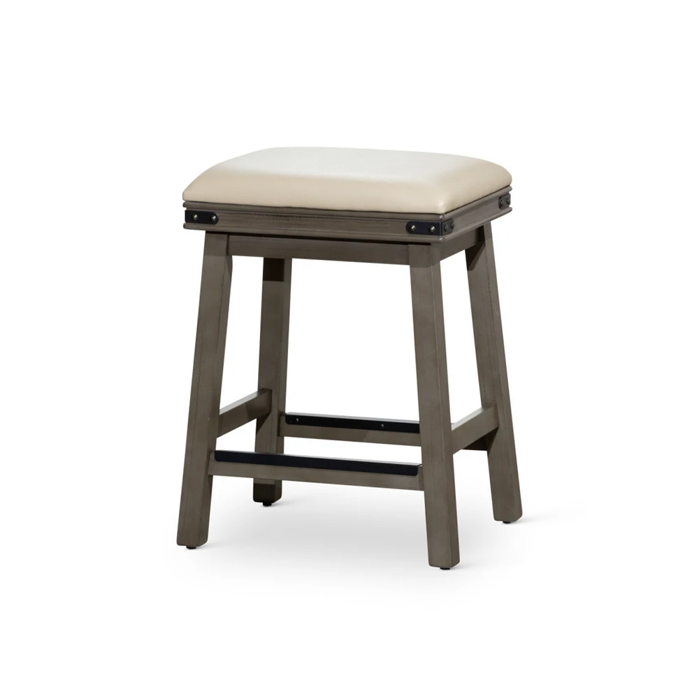 Simplie Fun 24" Counter Stool, Natural Finish, Saddle Leather Seat