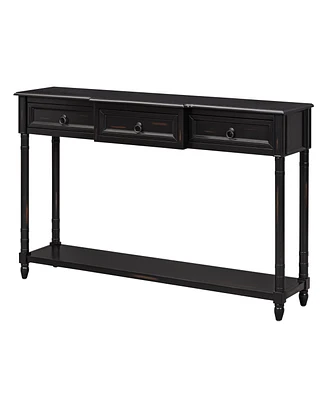 Simplie Fun Console Table Sofa With Drawers For Entryway Projecting And Long Shelf