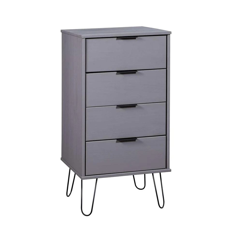 vidaXL Drawer Cabinet Gray 17.7"x15.6"x35.6" Solid Pine Wood