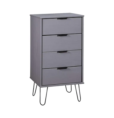 vidaXL Drawer Cabinet Gray 17.7"x15.6"x35.6" Solid Pine Wood