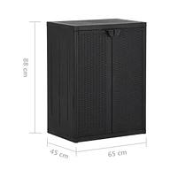 Garden Storage Cabinet Black 25.6"x17.7"x34.6" Pp Rattan