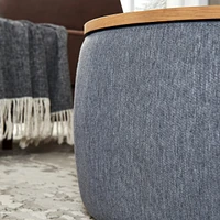 Round Storage Ottoman, 2 in 1 Function, Work as End Table and Ottoman