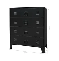 vidaXL Chest of Drawers Metal Industrial Style 30.7"x15.7"x36.6" Black