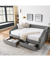 Simplie Fun Queen Size Upholstered Daybed with Trundle, Grey