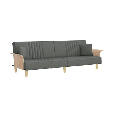 vidaXL Sofa Bed with Armrests Dark Gray Fabric