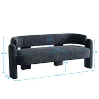 75.59" Wide Boucle Upholstery Modern Sofa For Living Room Dark Grey