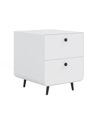 Simplie Fun Nightstand Cabinet with 2 Drawers & Circular Handle