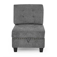 Modular L-Shaped Sectional Sofa Set, Grey Chenille