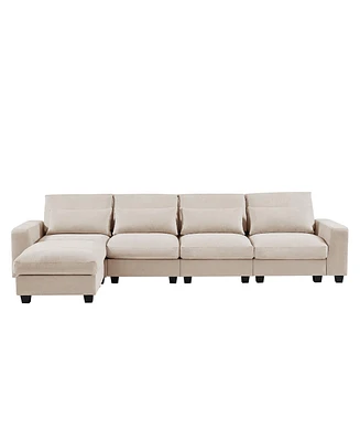 Simplie Fun Feather Filled L-Shape Convertible Sectional Sofa