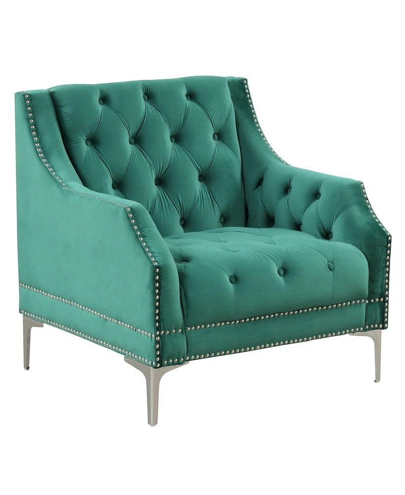 Simplie Fun 33.5" Modern Sofa Dutch Plush Upholstered Sofa With Metal Legs, Button Tufted Back Green