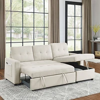 Streamdale Furniture 78.5" Sleeper Sofa Bed Reversible Sectional Couch With Storage Chaise