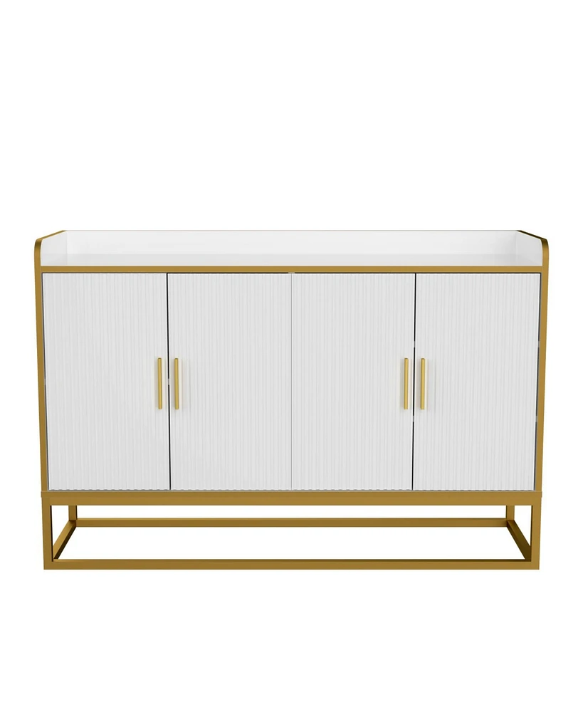 Simplie Fun Modern Kitchen Buffet Storage Cabinet Cupboard Gloss With Metal Legs For Living Room