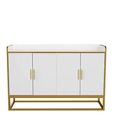 Simplie Fun Modern Kitchen Buffet Storage Cabinet Cupboard Gloss With Metal Legs For Living Room