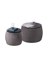 Streamdale Furniture Set Of 2 End Table With Storage, Round Accent Side Table With Removable Top For Living Room