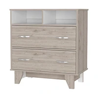 Streamdale Furniture Aaron 2-Drawer 2-Shelf Dresser Light Gray