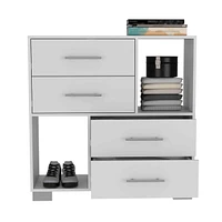 Streamdale Furniture Krista Dresser, Two Open Shelves, Four Drawers - White