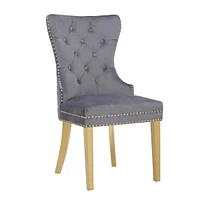 Simba Gold 2 Piece Dining Chair Finish With Velvet Fabric In Dark Gray