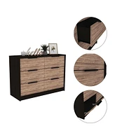 Longhill 6-Drawer Rectangle Dresser Black Wengue And Pine