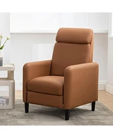 Simplie Fun Adjustable Modern Recliner Chair Mustard Green Pu Leather