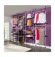 vidaXL Telescopic Wardrobe System with Rods Aluminum