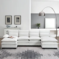 Streamdale Furniture 110" Modern U-Shaped Sectional Sofa With Sleeper Couch And Chaise Lounge