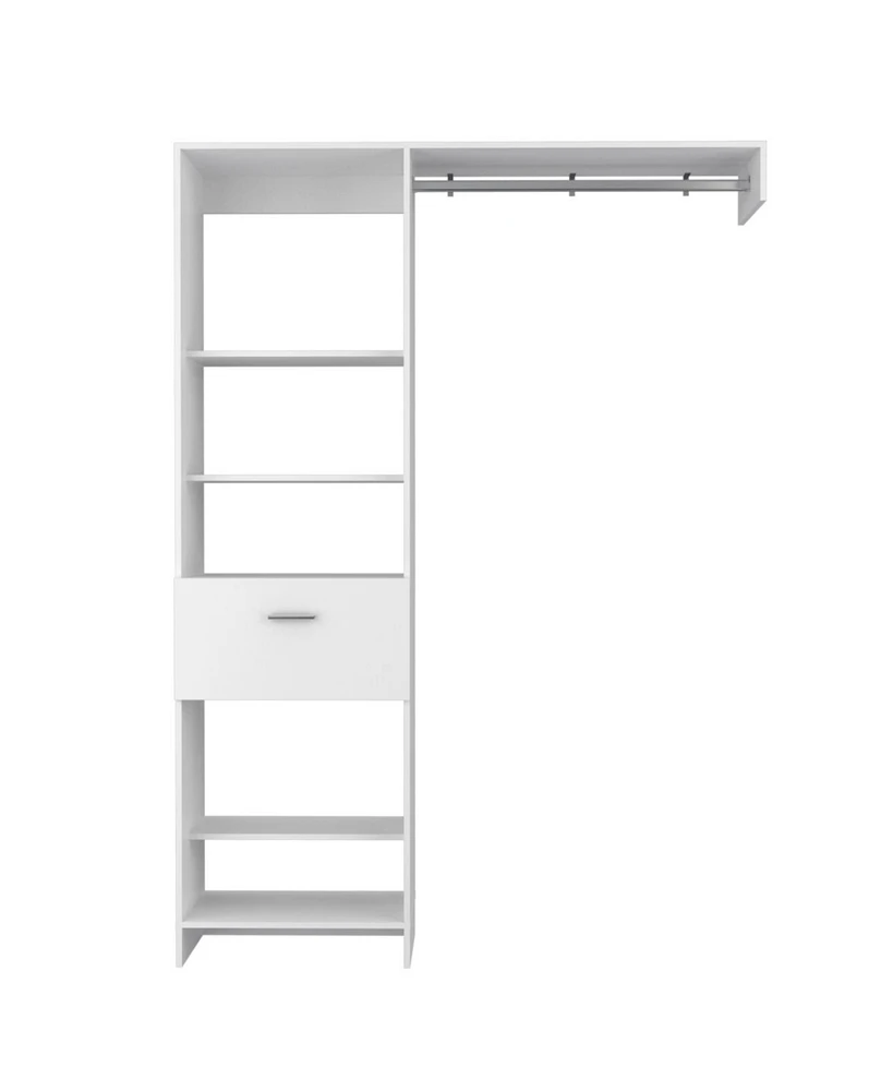 Streamdale Furniture Lenox 1-Drawer 4-Shelf Closet System White