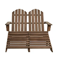 vidaXL 2-Seater Patio Adirondack Chair&Ottoman Fir Wood