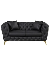 Simplie Fun Modern Pu Upholstered Loveseat Sofa With Metal Legs