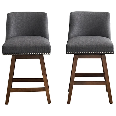 Streamdale Furniture Set of 2 Modern Upholstered Swivel Bar Stools