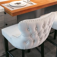 Set of 8 Contemporary Velvet Wing-Back Barstools