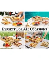 Zulay Kitchen Premium Bamboo Cheese Board Deluxe Set with 4 Piece Knife Set